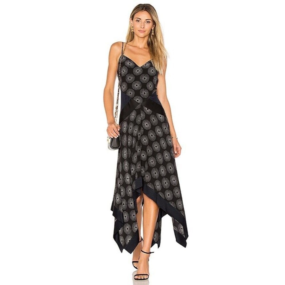 Diane Von Furstenberg Dress Womens 4 Silk Asymmetric Scarf Hem Boho